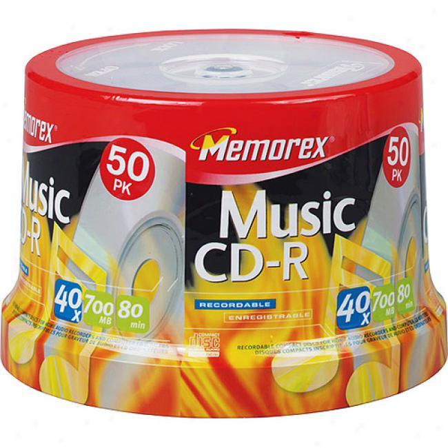 Memorex 40x Write-once Cd-r Spindle For Audio - 50 Disc Spindle