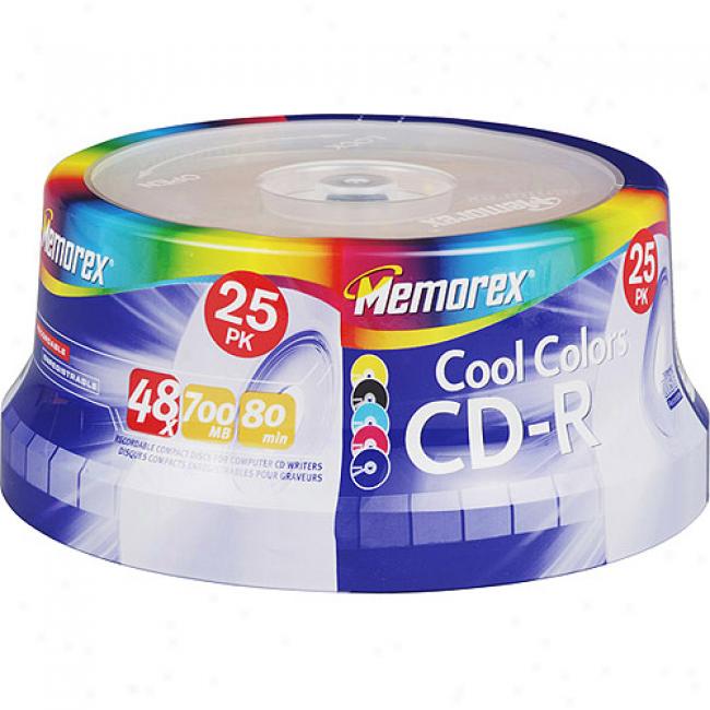 Memorex 48x Colo Colkrs Write-once Cd-r Spindle - 25 Disc Spindle