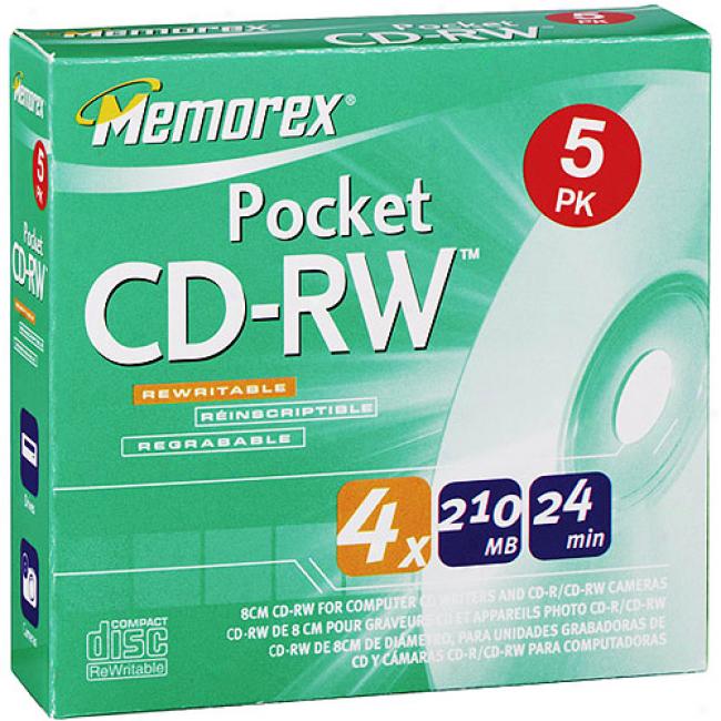 Memorex 4x 8cm Rewritable Pocket Cd-rw In Paper Box - 5 Pack
