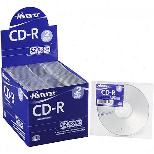 Memorex 52x Cd-r 80 In 30 Pack Counter-top Display - Doubled 30 Packs
