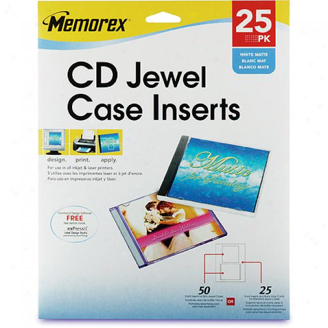 Memorex White Cx/dvd Jewel Case Inserts - 255 Pack, Matte