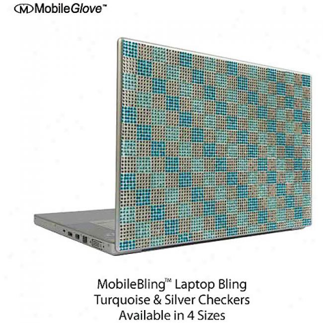 Mobilebling Notebook Cover Turquoise And Silver Checker Board, 12.1