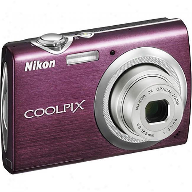 Nikon Coolpix S230 Plum 10mp Digital Camera With 3x Optical Zoom, 3