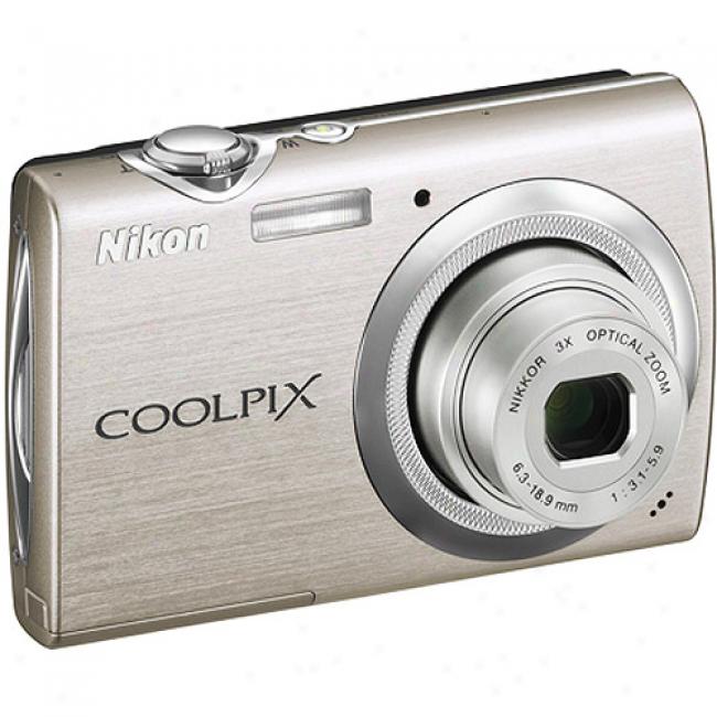 Nikkon Coolpix S230 Silver 10mp Digital Camera, 3x Optical Zoom & 3