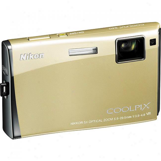 Nikon Coolpix S60 Gold 10mp Digital Camera W/ 5x Optical Zoom