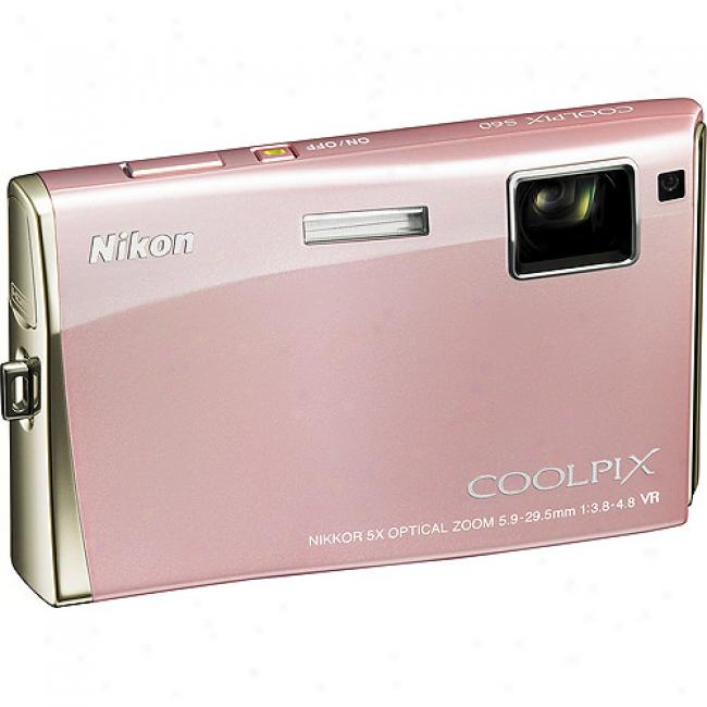 Nikon Coolpix S60 Pink 10 Mp Digital Camera, 5x Optical Zoom & 3.5