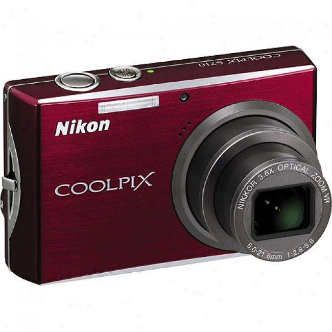 Nikon Cooippix S710 Red 14.5 Mp Digital Camera, 3.6x Optical Zoom & 3