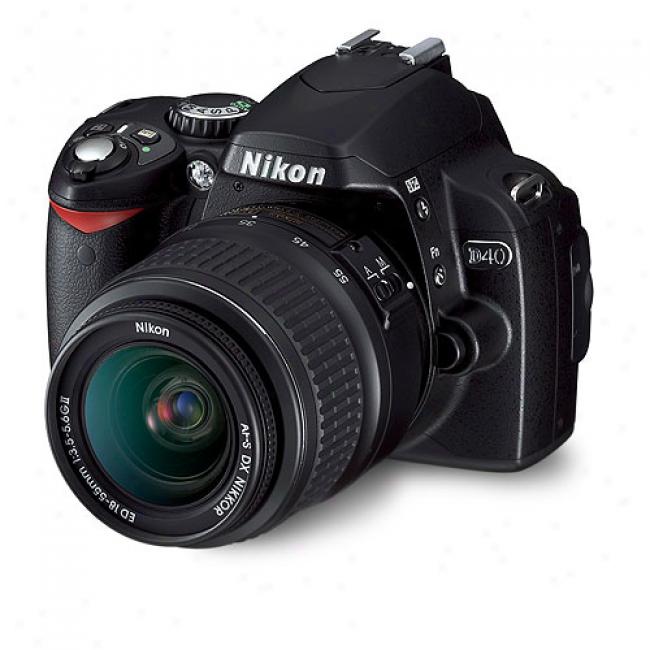 Nikon D40 Black ~ 6.1 Mp Digital Slr Camera Kit With Af-s Dx Zoom-nikkor 18-55mm F/3.5-5.6g Ed Ii Lens & 2.5