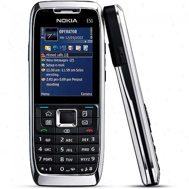 Nokia E51 White Steel Smartphone, Yet002c9n7(unlocked)