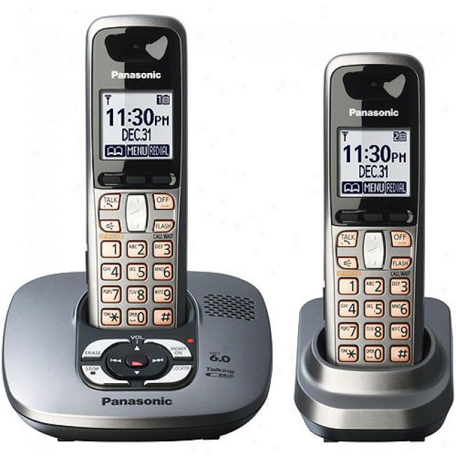 Panasonic Kx-tg6432m 2-handseet Dect Talking Caller Id Telephone