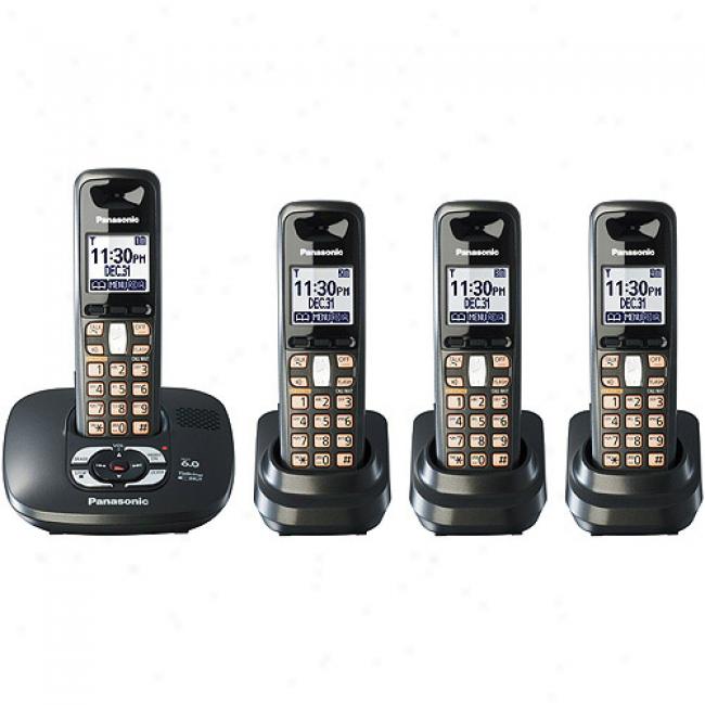 Panasonic Kx-tg6434t 4 Handset Dect Talking Caller Id Telephone