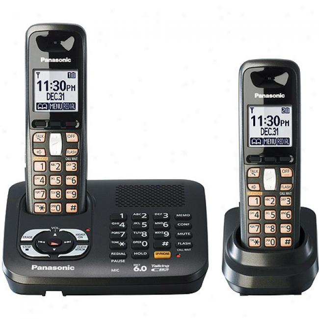 Panasonic Kx-tg6332t 2-handset Dect Talking Caller Id With Dual Keypad Telephone