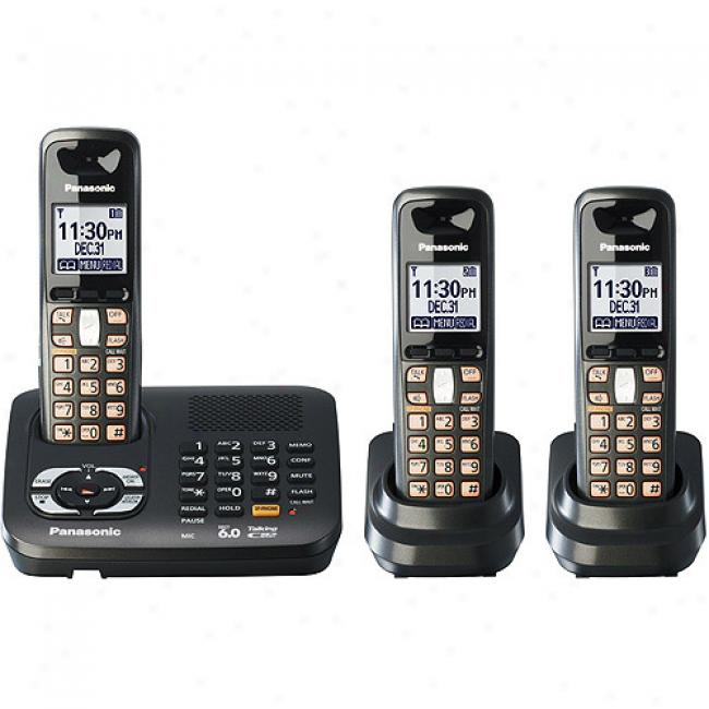 Panasonoc Kx-tg6443t 3 Handset Dect Talking Caller Id Dual Keypad