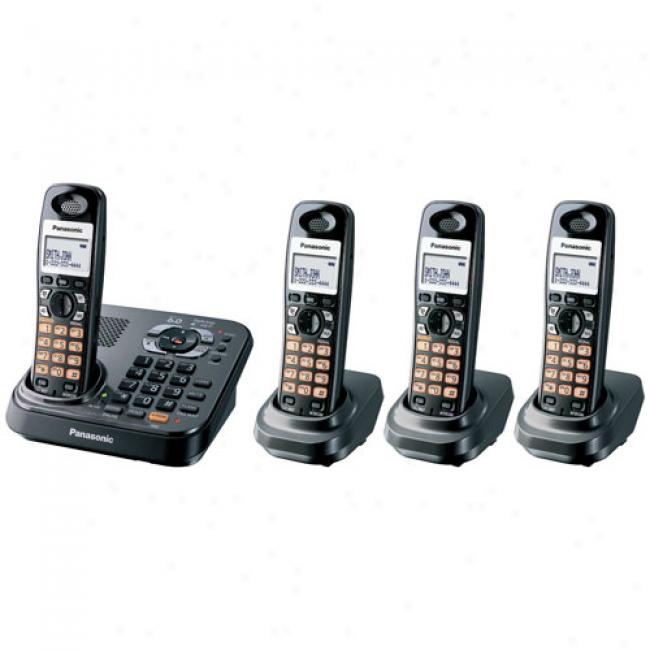Panasonic Kx-tg9344t Dect 6.0 Digital Cordless Phone W/ 4 Handsets