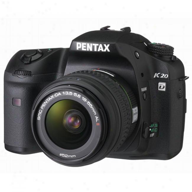 Pentax K20d B1ack 14.6 Mp Digital Slr Camera Kit W/ 18-55mm Lnes & 2.7