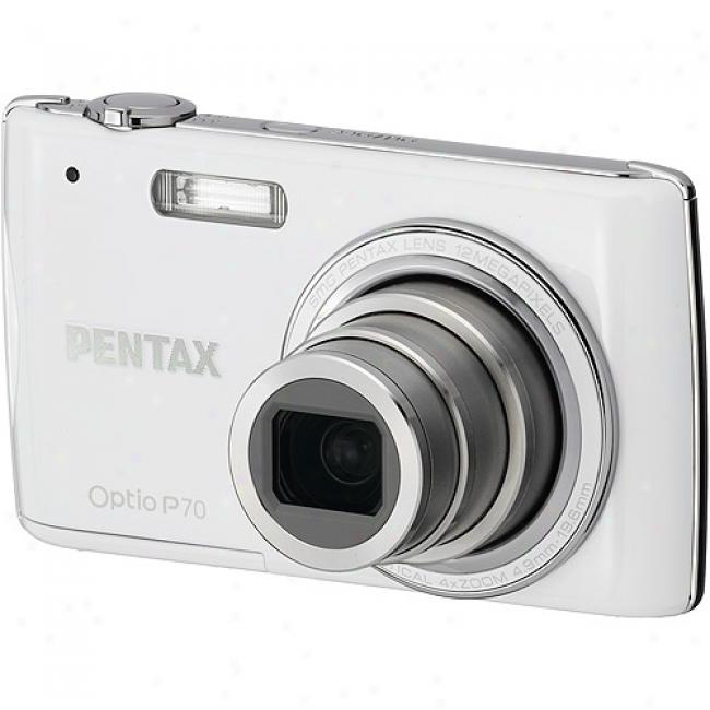 Pentax Optio P70 12 Mp White Digital Camera, 4x Optical Zoom & 2.7