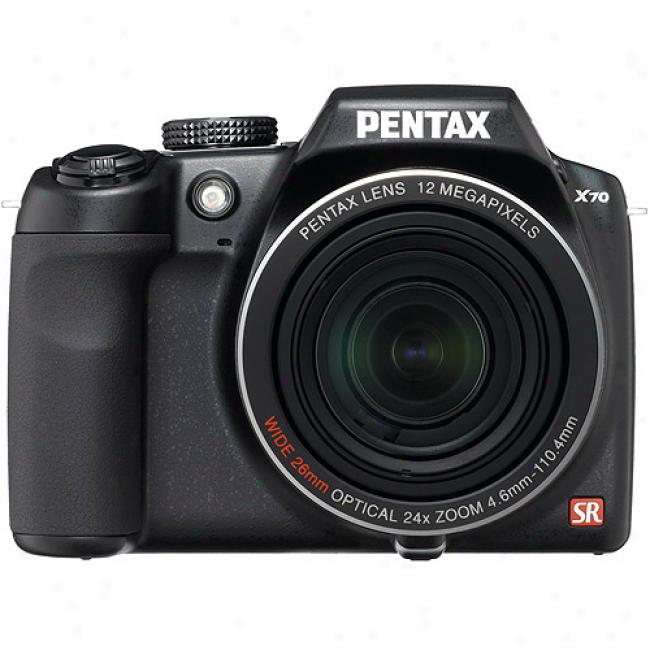 Pentax Optio X70 Black 12 Mp Digital Camera 24x Optical Zoom Lens, 2.7