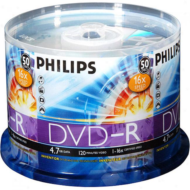 Philips 16x Write-once Dvd-r - 50 Disc Spindle