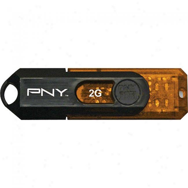 Pny 2g6 Mini Attache Usb Flash Drive, Black & Orange