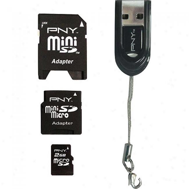 Pny 4-in-1 Mobile Media Kit With 2gb Micdosd Carrd