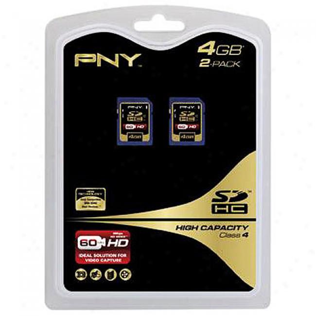 Pny Technologies 4gb Secure Digital (sdhc) 2-pack