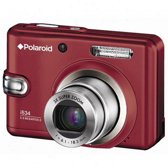 Polaroid I534 Red ~ 5 pM Digital Camera With 3x Optical Zoom, 2.4