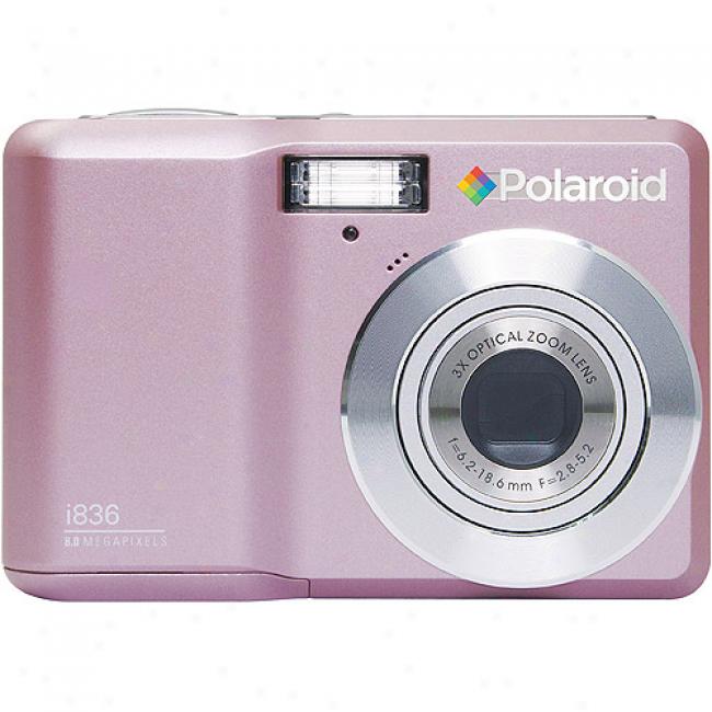 Polaroid I836 Pink 8.0 Mp Digital Camera With 3x Optical Zolm, 2.7