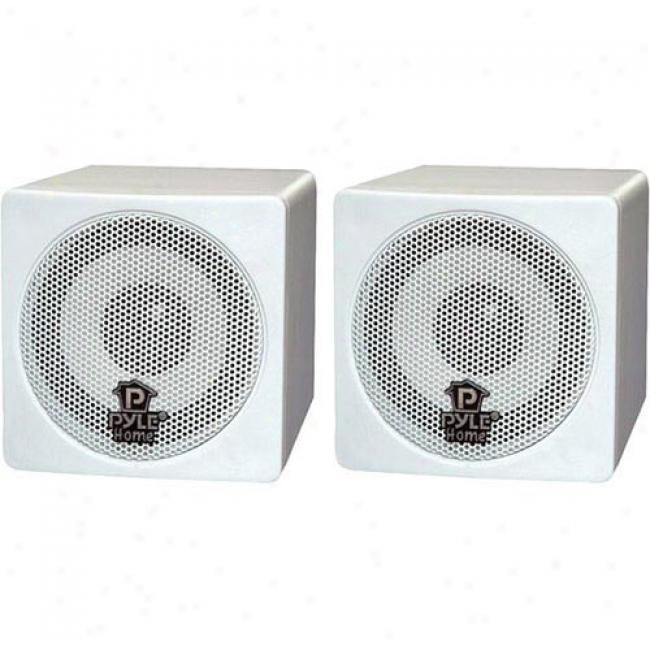 Pye 3'' 100-watt Mini Cube Speaker - White, Pair