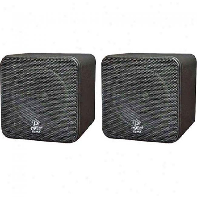 Pyle 4'' 200-watt Minl Cube Speaker - Black, Pair