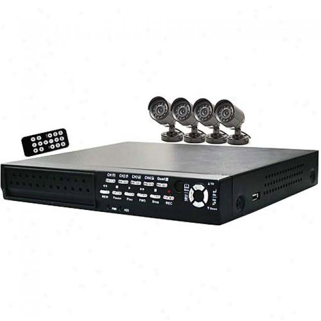 Q-see Qsd004c4-250 4 Channel Dvr With 250gb Hdd And 4 Cmos Cameras