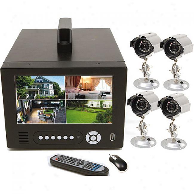 Q-see Qstd5304c4-320 Dvr With Built In 7 Inch Screen, 320gb Hard Drive And 4 Ccd Cameras