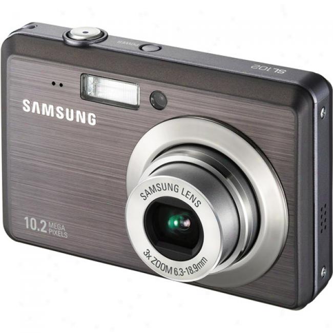 Samsung Sl102 Gray 10mp Digital Camera W/ 3x Optical Zooom, 2.5
