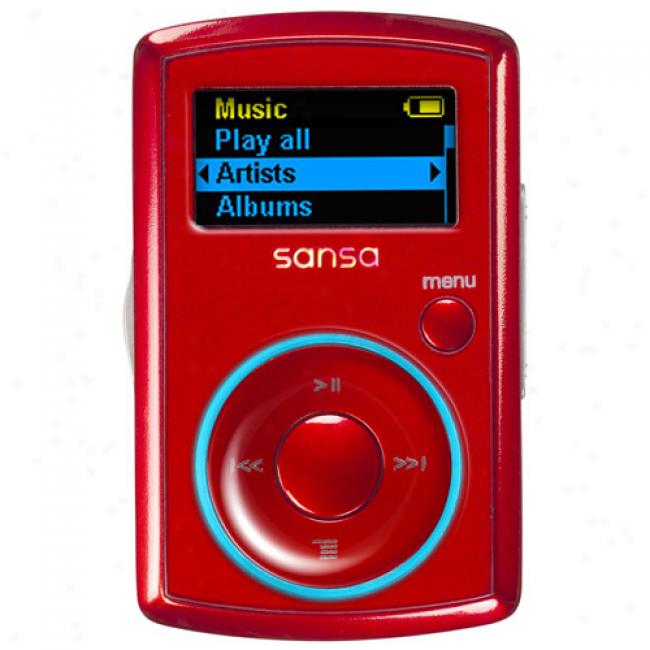 Sandisk 2gb Sansa Spring-clasp Mo3 Player, Red