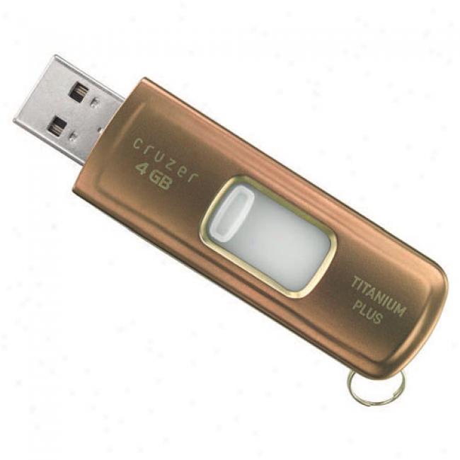 Sandisk 4fb Cruzer Titanium Plus Usb Flash Drive, Gold