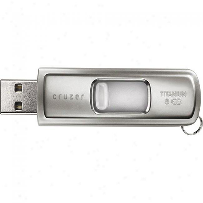 Sandisk 8gb Cruzer Titanium Usb Flash Drive, Silver