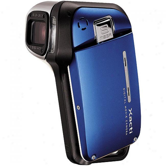 Sanyo Xacti Vpc-e2 Blue 8mp Waterproof Camcorder Through  5x Optical Zoom, 2.5