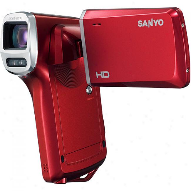 Sanyo Xacti Vpc-hd100 Red ~ High-definition Camcorder W/ 5x Optical Zoom, 2.5