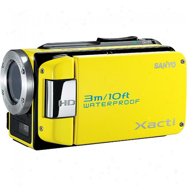 Sanyo Xacti Vpc-wh1 Yellow 2mp 720p Hd Waterproof Hd Camcorder With 30x Optical Zoom, 2.5