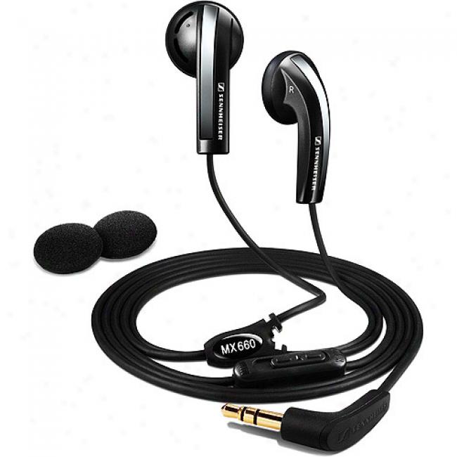 Sennheiser Stereo Earphones With Basswind System And In-line Volume Control - Black
