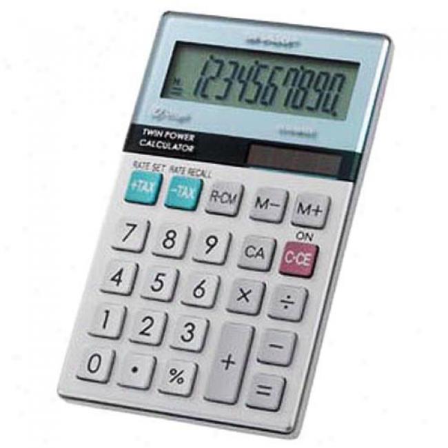 Sharp 10-digit With Punctution Twin Power / Glass Top Design Calculator, El-377mb