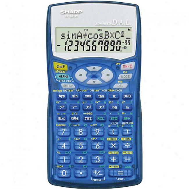 Sharp Translucent Blue Scientific Calculator, El-531wb-bl