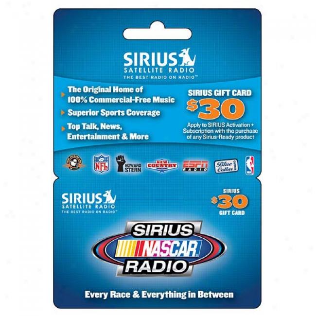 Sirius Satellite Rqdio $30 Prepaid Card