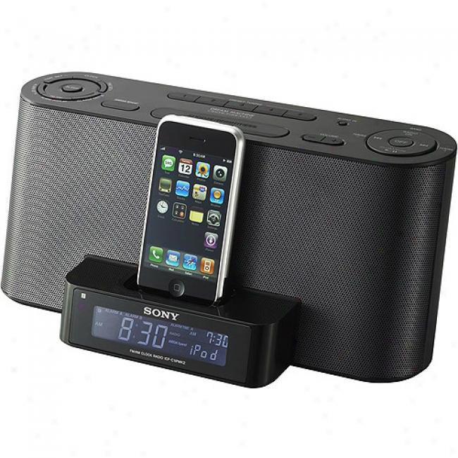 Sony Icf-c1ipmk2blk Speaker Dock/clock Radio For Ipod Music Player - Black
