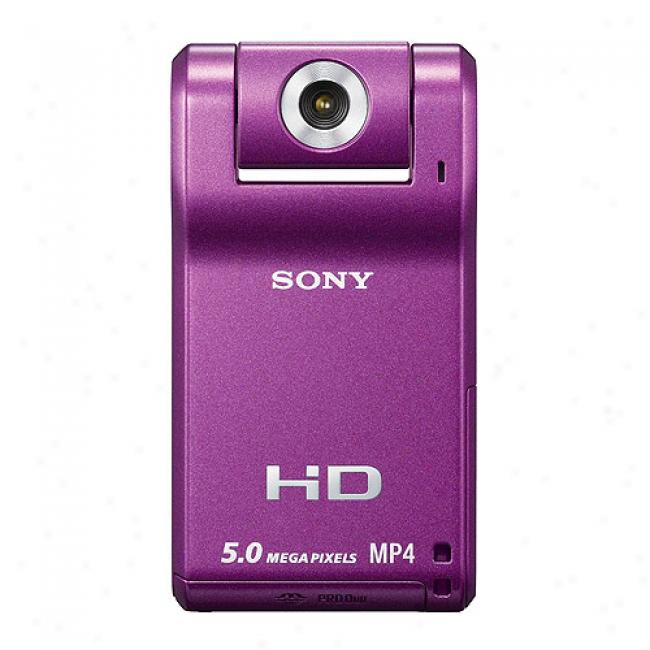Sony Webbie Hd Mus-pm1 Violet Flash Memory Camcorder, High-def Mp4, 4x Digital Zoom, Requires Memory Stick