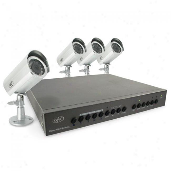 Svat Cv0204dvr Web-ready Vifeo Recording Security Scheme With 4 Outdoor Night Vision Cameras And 120-day Capacity Difficult Drive