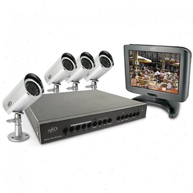 Svat Web Ready Dvr Security System With 4 High Resolution Indoor / Outdoor Night Vision Su5veillance Cameras And 8.5