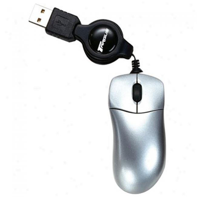 Targus Ultra Mini Optical Mouse W// Rrtractable Cord (silver), Paum01u