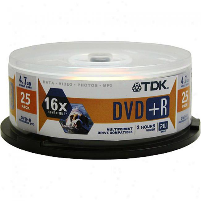 Tdk 16x Dvd+r Discs, 25-pack