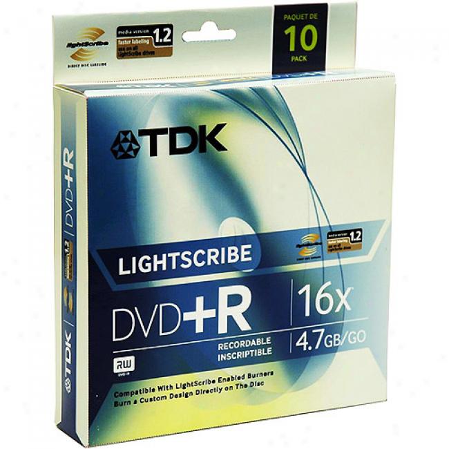 Tdk 16x Lightcsribe Dvd+r Discs, 10-pack
