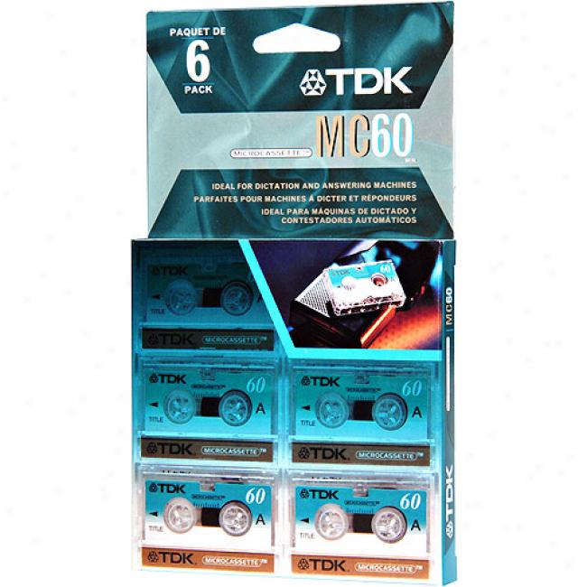 Tdk Mc-60 Microcassette Tapes, 6-pack